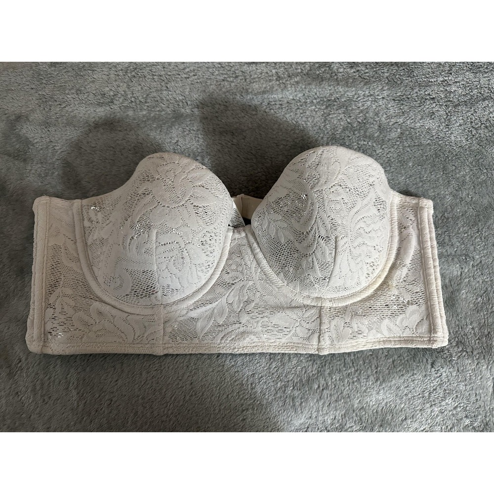 Victorias Secret Pink Bustier Womens‎ Large Lace Strapless Sequin Corset Top